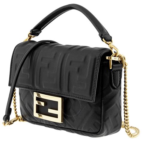 fendi bag black leather|fendi baguette black leather bag.